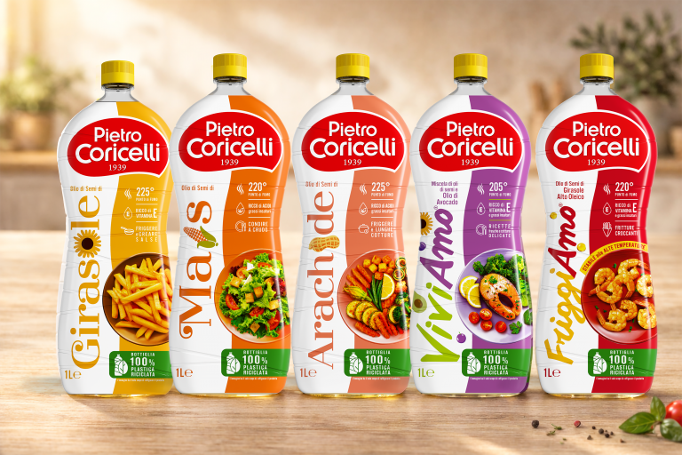 Pietro Coricelli lancia la nuova linea di oli di semi: cinque referenze per ogni tecnica di cucina