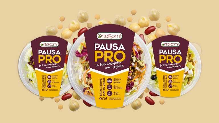 OrtoRomi lancia Pausa PRO: insalate con legumi da 220 g per la nuova IV gamma